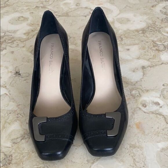 Franco Sarto Black Leather Pumps - Picture 2 of 10